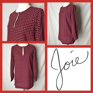 Joie Sz XS Red Geometric Print Tunic Blouse